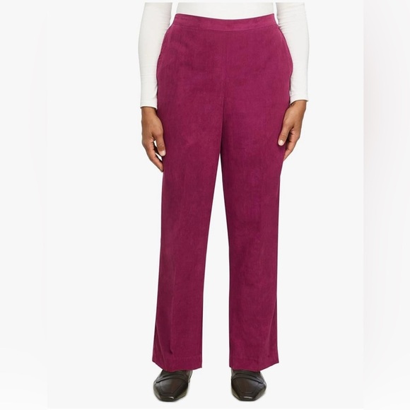 Alfred Dunner Women's Plus Idea Velour Pants Red Size 10 - Picture 4 of 16
